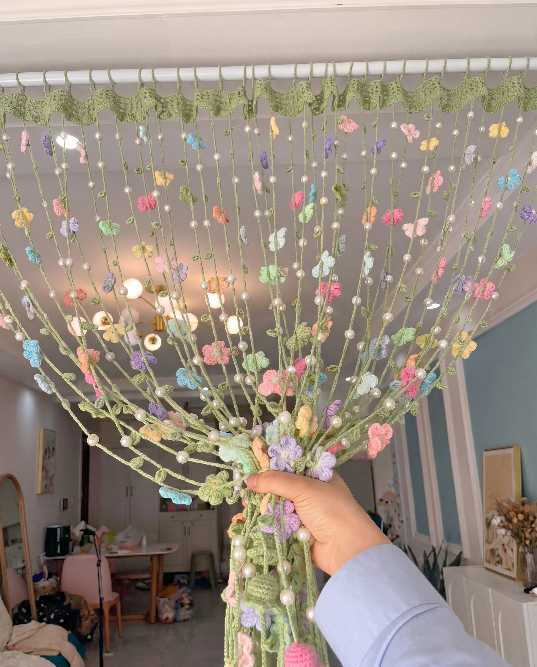 Handmade Crochet Flower Doorway Curtains